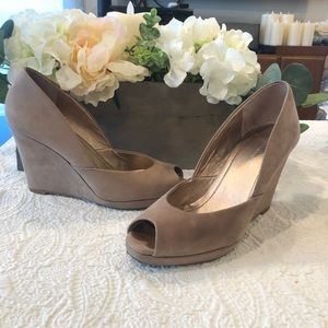 BCBGeneration Suede Peep Toe Wedge